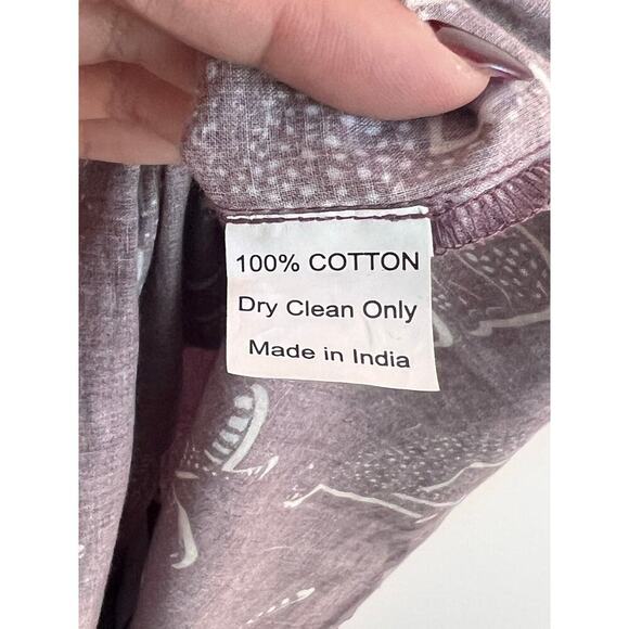 Sheridan French Embellished Aubergine Cheetah Ruffle Long Sleeve Blouse Medium - Picture 7 of 12